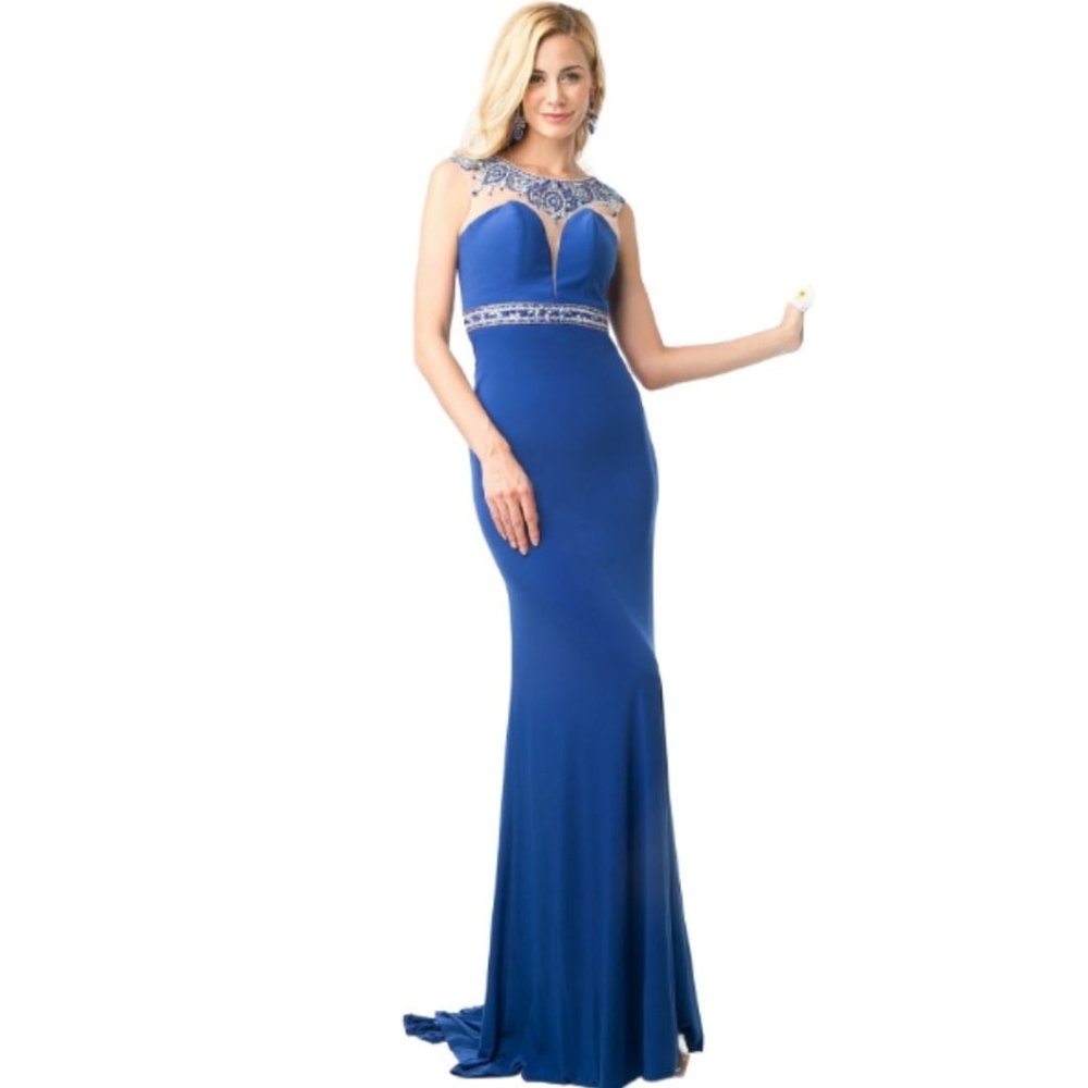 Women's Royal Blue Evening Gown, Size 4 or 6 Bodycon Formal Prom Dress